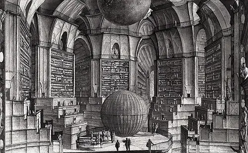 biblioteca de babel representada gráficamente