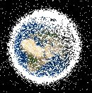 la tierra vista con algunos satélites alrededor