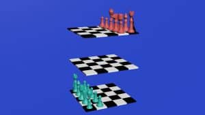 piezas y tablero ajedrez 3d