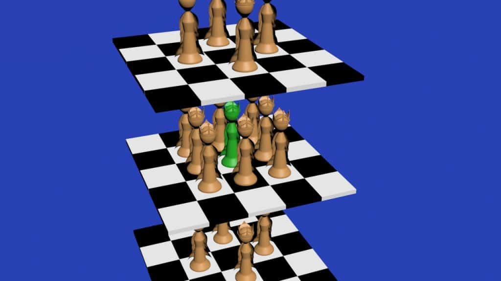 posibles movimientos del rey en ajedrez 3d
