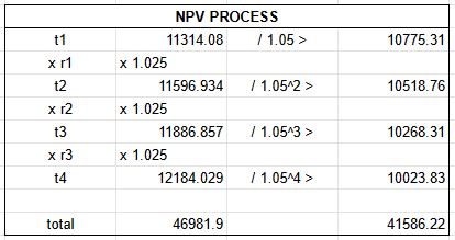 proceso para calcular NPV valor neto actual